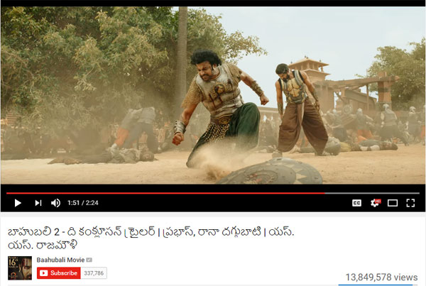 bahubali,1 crore views,bahubali trailer,telugu cinema records  కోటి వ్యూస్..ఇది బాహుబలి లెక్క..!